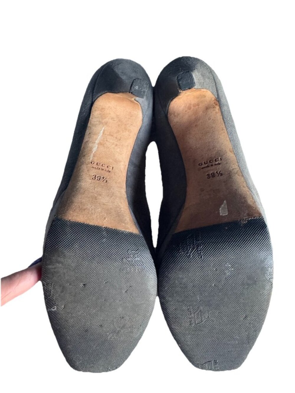 Gucci For Saks 5th Women's Sz 39.5 Gray Suede Square Toe Platform Stiletto Heels - Picture 13 of 13